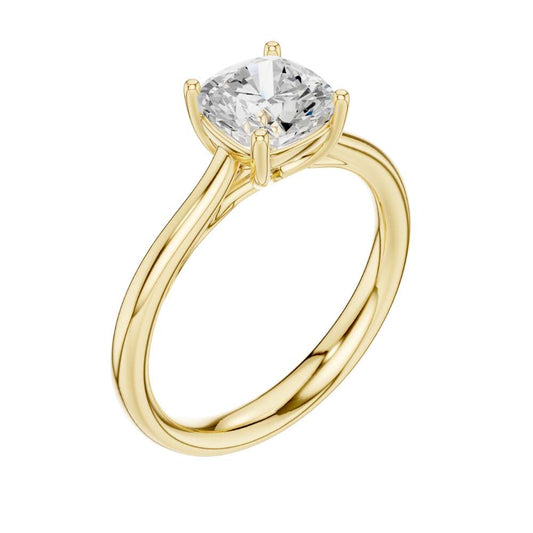 Cushion Cut Lab Diamond Solitaire Ring With Four Prong - view 4