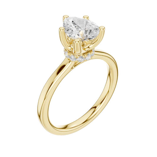 Pear Cut Lab Diamond Cathedral Solitaire Engagement Ring - view 4