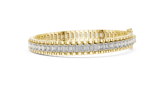 Emerald Cut Inline Tennis Bracelet Sleek Channel Setting - view 4