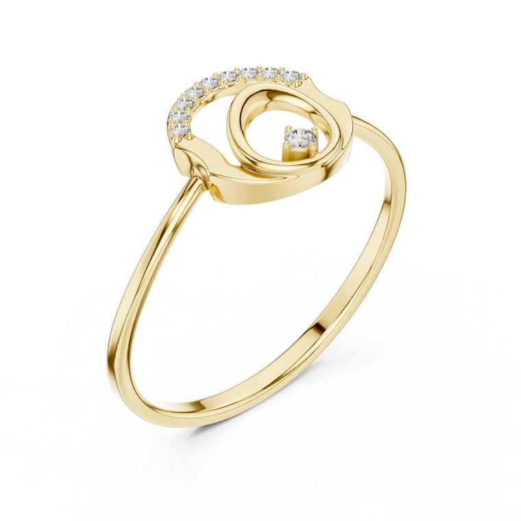 Open Circle Minimalist Ring With Round Lab Diamond Pave - view 2