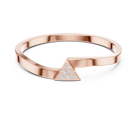 0.018 TCW Minimalist Triangle Pave Moissanite Round Cut Diamond Geometric Stacking Ring