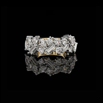 4.00 TCW Wearable Cluster Art Moissanite Mixed-Cut Diamond Band For Everlasting Love