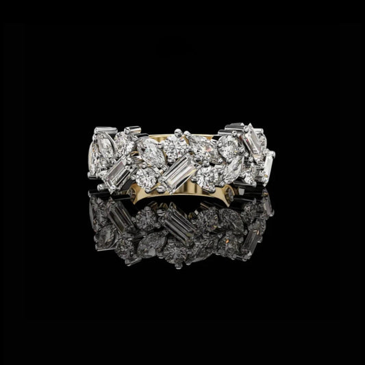 4.00 TCW Wearable Cluster Art Moissanite Mixed-Cut Diamond Band For Everlasting Love