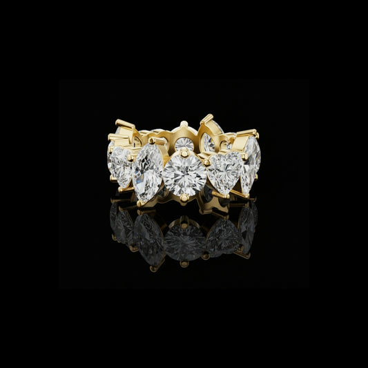 8.83 TCW Mixed Cut Lab Diamond Band with Alternating Stones in Sculpted Prong Setting For Bridal