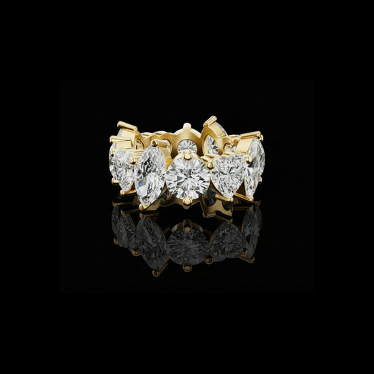 9.00 TCW Mixed Cut Moissanite Diamond Band with Alternating Stones in Sculpted Prong Setting For Bridal
