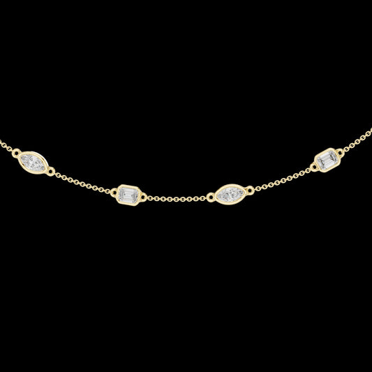 1.40 CT Charming Moissanite Mixed Cut Diamond Station Necklace Modern Minimalism with Sparkle