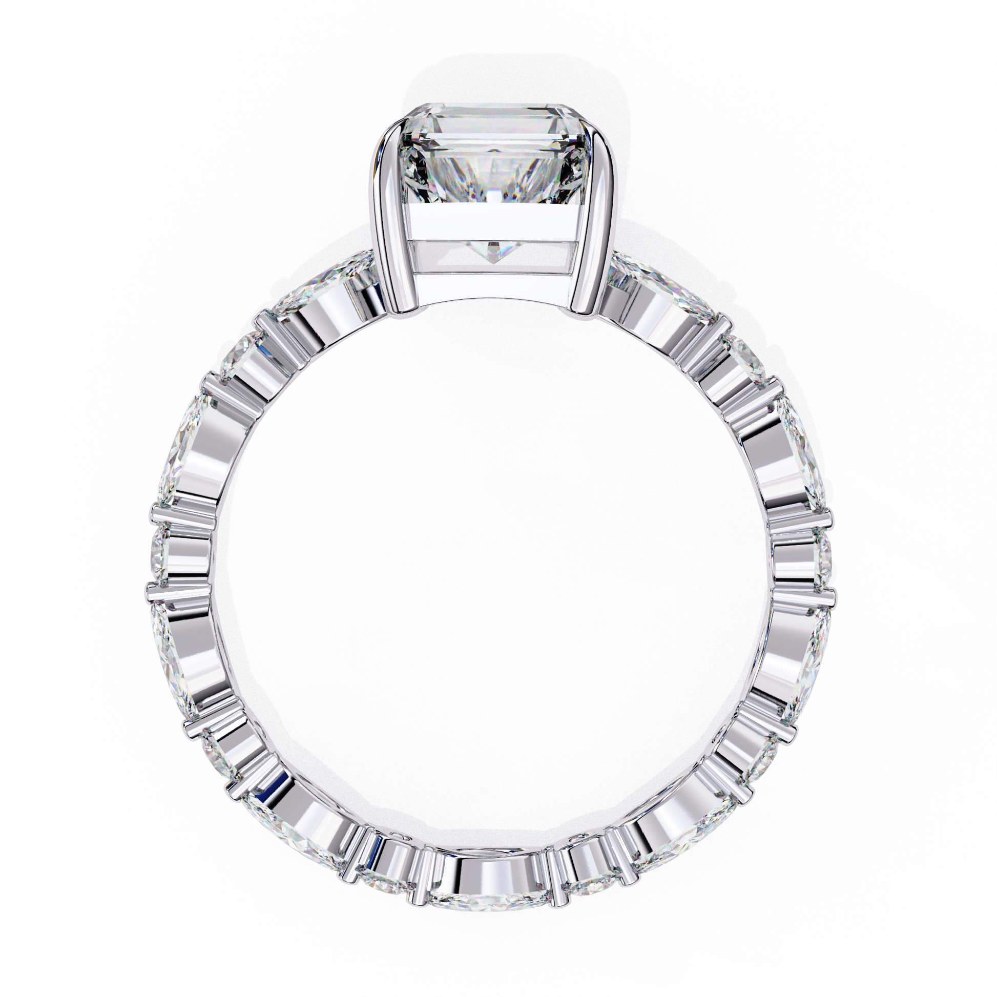 Diamond ring with a square-cut center stone 