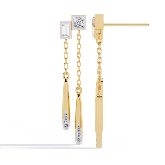 Cascade Dual Tone Chain Link Drop Earrings - view 4