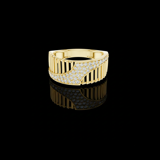 0.41 TCW Exclusive Round Contemporary Lab Grown Diamond Open Bar Design with Pave Stones Statement Luxury Jewelry