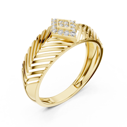 Round Moissanite Pavé Chevron Statement Ring - view 4