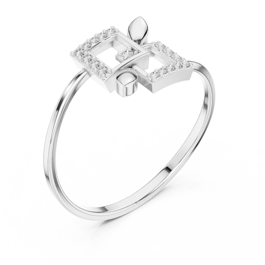 Double Square Leaf Inspire Halo Moissanite Ring - view 4