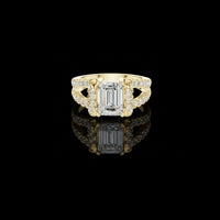 1.00 CT Majestic Emerald Cut Lab Grown Diamond Ring with Triple Pave Split Shank For Quiet Days
