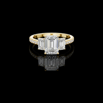3 CT Luxurious Emerald Cut Three Stone With Side Round Moissanite Diamond Engagement Ring
