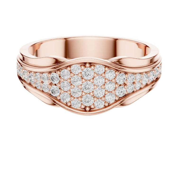 Round Cut Lab Grown Diamond Men's Curved Lattice Grid Pave Statement Band - view 2