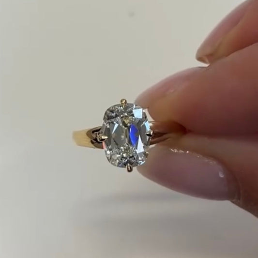 Old Mine Cushion Cut Solitaire Engagement Ring - view 4