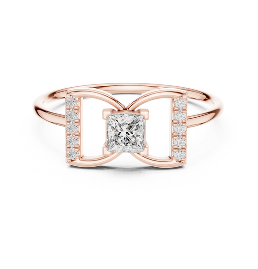 0.27 CT Architectural Princess Cut Lab Grown Diamond Ring with Pave Details For Someone Special