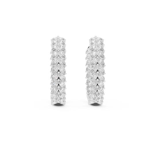 0.80 TCW Premium Style Marquise Cut Lab Grown Diamond Earrings High Brilliance Statement Hoops