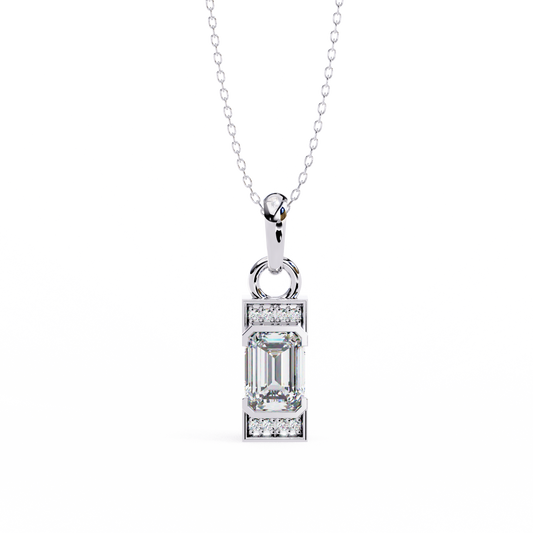 Emerald Cut Solitaire Pendant with Center - view 4