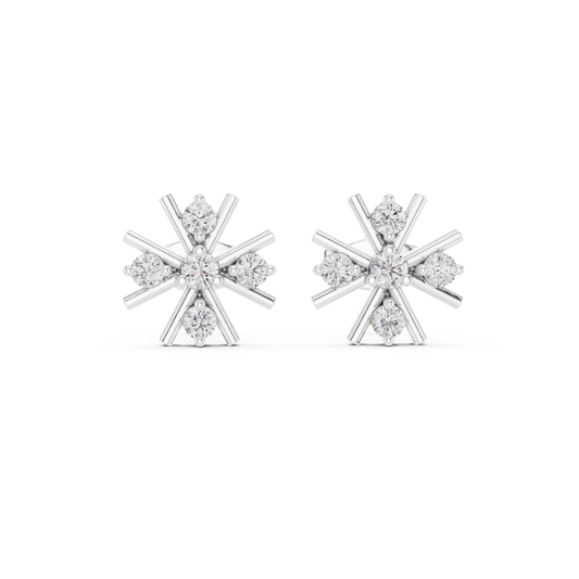 Starburst Round Geometric Cluster Stud Earrings - view 3