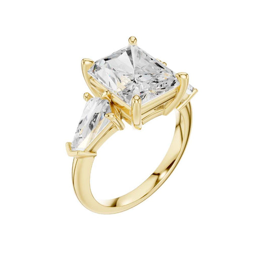 Radiant Lab Diamond Three Stone Ring With Kite Side Stones - view 4