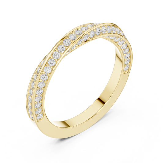 Round Cut Criss Cross Pave Lab Diamond Wedding Band Ring - view 4