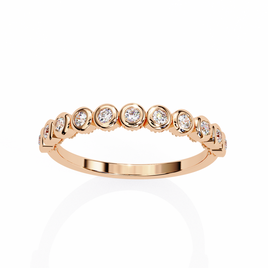 Round Cut Bezel Set Moissanite Eternity Stacking Band Ring - view 3