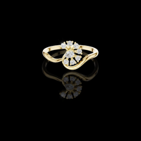 0.40 TCW Designer Floral Cluster Lab Grown Round Diamond Ring with Pear Cut Center Stone
