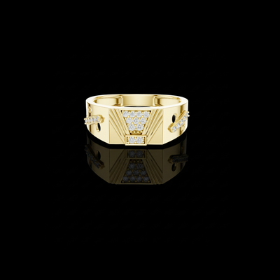 Round Cut Moissanite Men's Modern Openwork Orbital Cutout Engagement Ring