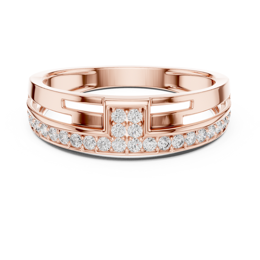 0.31 TCW Luxury Round Moissanite Diamond Modern Geometric Openwork Design Statement Ring