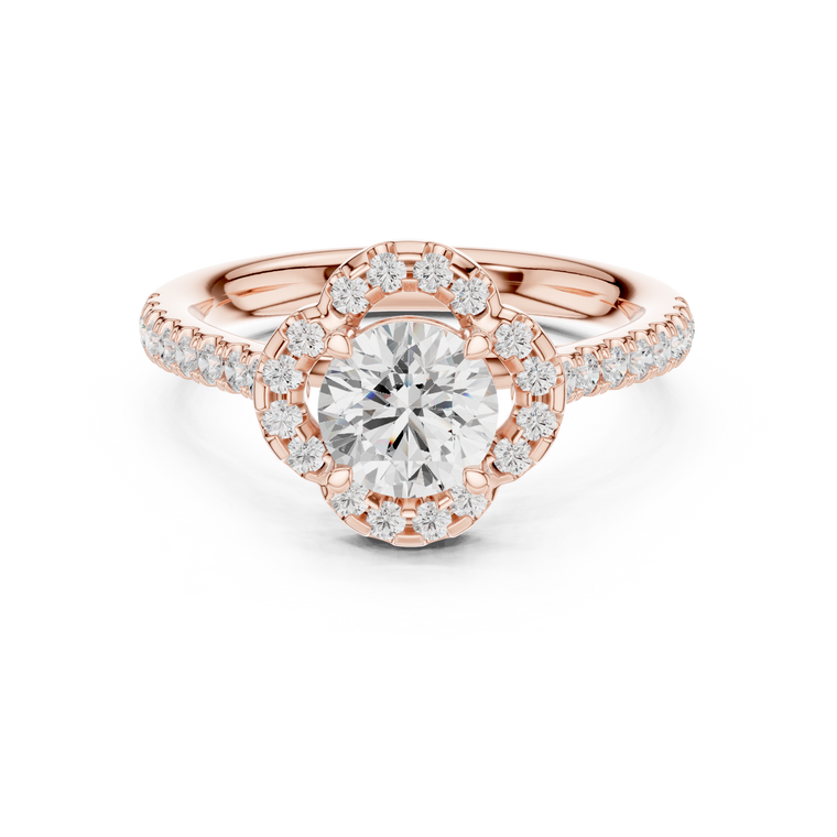 Round Brilliant Floral Halo Lab Grown Diamond Ring for Women - view 2