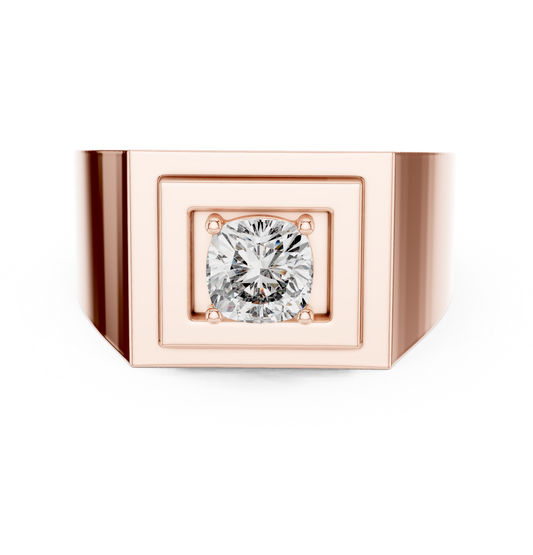 0.85 TCW Bold Square Frame Moissanite Diamond Ring with Bezel-Style Setting in Cushion Cut For Her