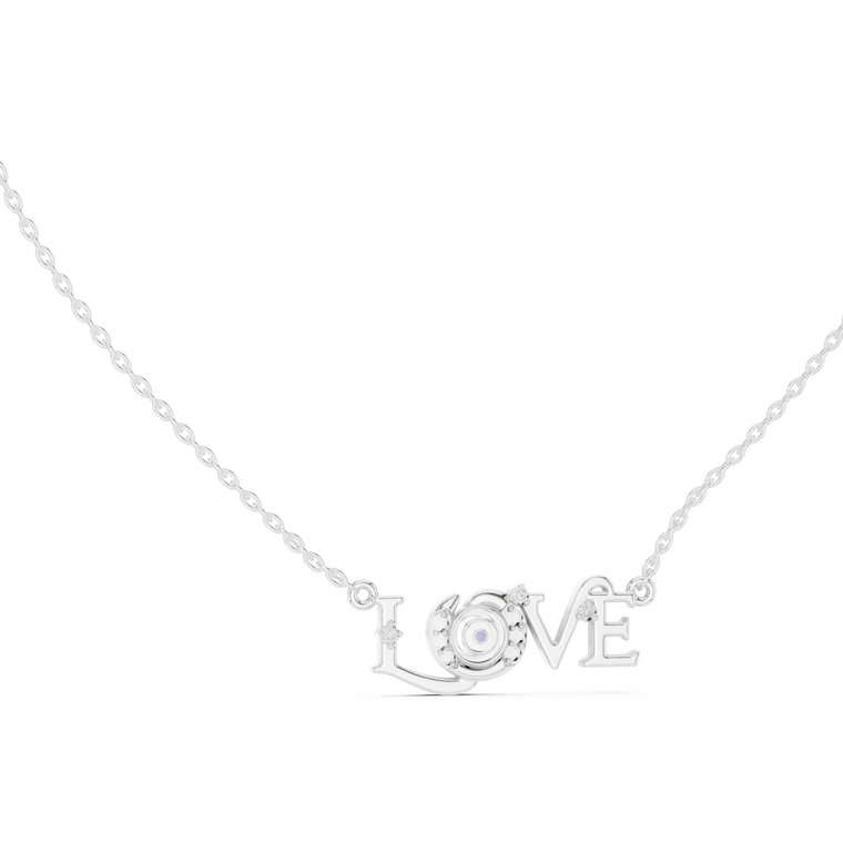 0.094 TCW Pave Moissanite LOVE Letter Pendant with Spiral Center - view 3