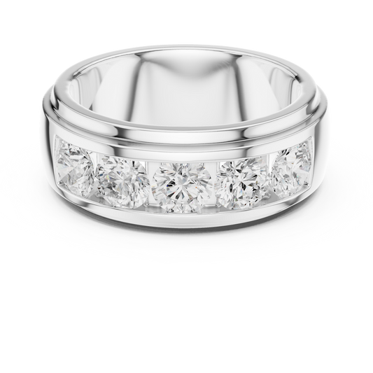 Round Cut Lab Grown Diamond Men's Heavy Gold Classic Wedding Ring - view 3