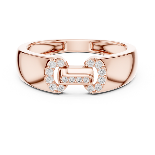 0.14 TCW Luxury Round Lab Grown Diamond Link Design Ring Modern Statement Fine Jewelry