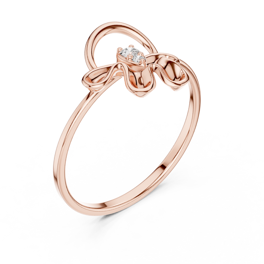 Pear Abstract Floral Lab Ring with Sculpted Petals - view 3