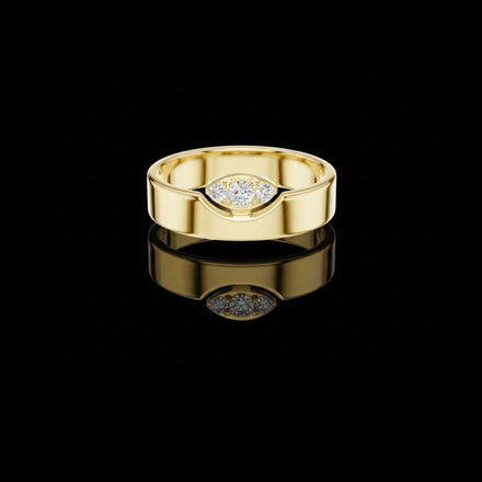 Round Cut Lab Grown Diamond Men's Unique Geometric Anniversary Ring
