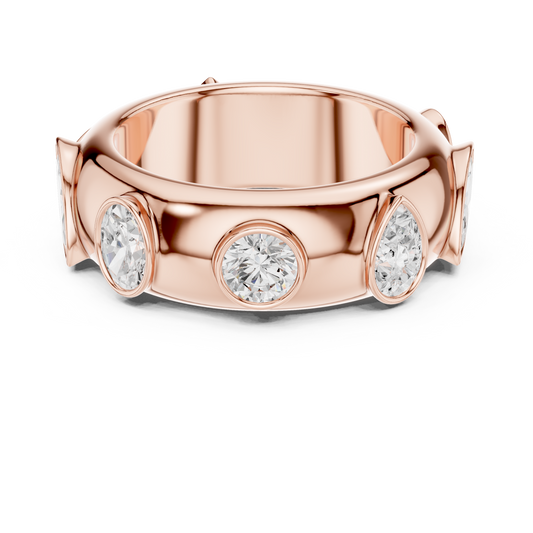 2.33 TCW Bezel Set Moissanite Diamond Band with Alternating Multi Stones Modern Luxury Ring by Ivevar Luxury