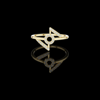 0.25 TCW Contemporary Geometric Moissanite Diamond Ring with Open Circle and Pave Accents