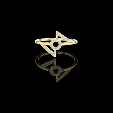 0.25 TCW Contemporary Geometric Moissanite Diamond Ring with Open Circle and Pave Accents