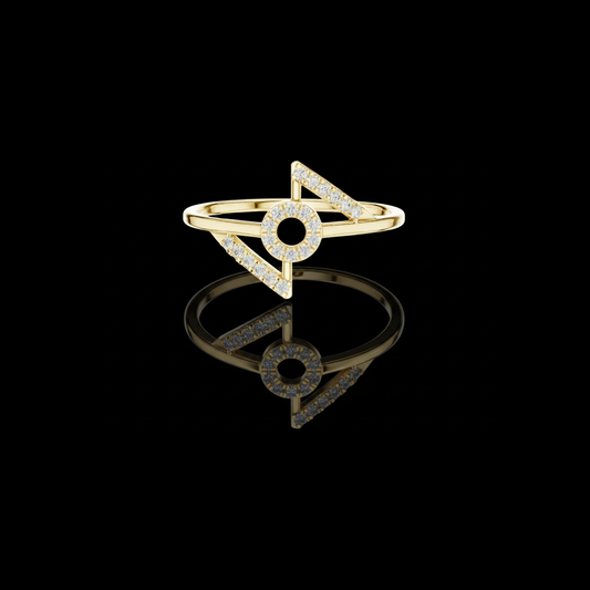 0.25 TCW Contemporary Geometric Lab Grown Diamond Ring with Open Circle and Pave Accents