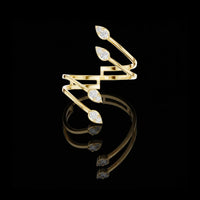 0.15 TCW Modern Gold Open Wrap Ring with Round Lab Grown Diamond Accents Geometric Jewelry
