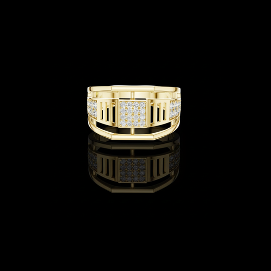 0.38 TCW Exclusive Pave Set Round Lab Grown Diamond Band with Openwork Design Statement Ring For Men