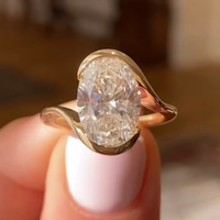 3.00 CT Sculptural Bezel Set Oval Cut Lab Grown Diamond Ring with Fluid Design