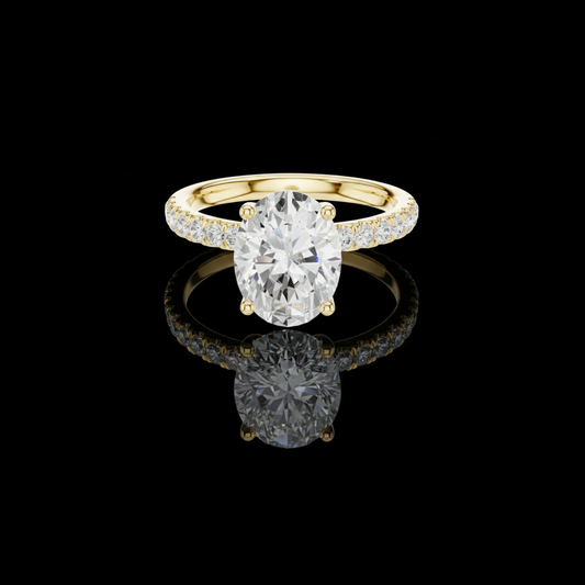 3.50 CT Elegant Oval Lab Grown Diamond with Pave Accented Ring Luxury Proposal Jewelry For Women