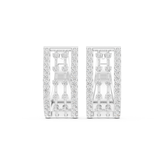 Openwork Lattice Multi Row Wide Huggie Earrings - view 3