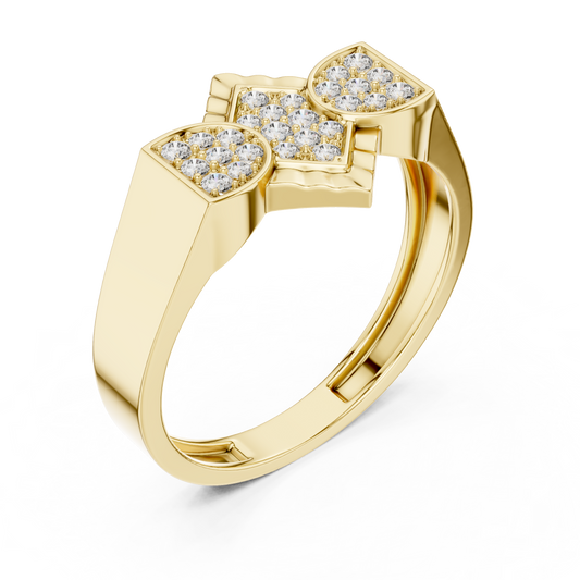 Round Cut Moissanite Men's Modern Three Cluster Statement Ring - view 4