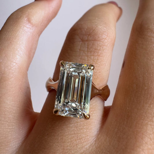 Emerald Cut Lab Diamond Solitaire Ring With Sculptural Band - view 3