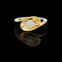 0.40 TCW Golden Bloom Moissanite Diamond Cluster Ring with Elegant Curved Petal Design Fine Jewelry