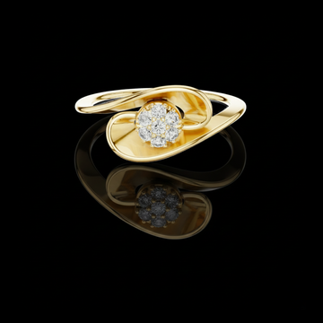 0.40 TCW Golden Bloom Moissanite Diamond Cluster Ring with Elegant Curved Petal Design Fine Jewelry