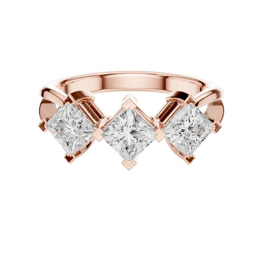 Princess Cut Three Stone Moissanite Engagement Ring - view 2